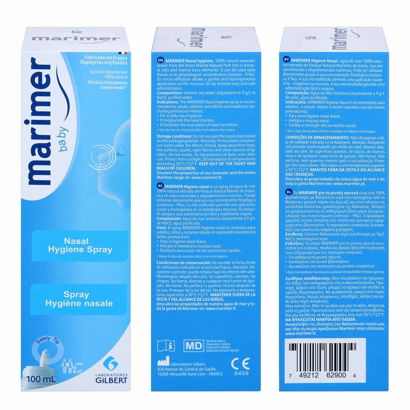 Marimer Baby Saline Nasal Spray All-Natural Seawater for Sinus Rinse