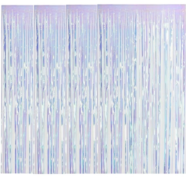 4 Sets Metal Foil Fringe Curtain Background，3.2 ft x 6.5