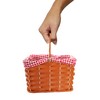 Plastic Basket With Red Gingham Cloth and Handle Perfect for