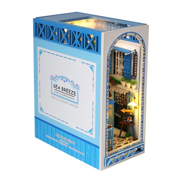 Colexy 3D Puzzle Dollhouse Kit, Wooden Bookends DIY Book Nook