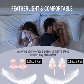 Hearprotek 2 Paar Ohrstöpsel zum Schlafen, Gehörschutz Ohrstöpsel 32db & 30db zum Lärm Reduktion, Reisen, Schnarchen, Arbeiten, Seitenschläfer, Konstruktion (Rosa)