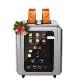 WHALL Touch Screen Toaster 2 Slice,Smart Digital Toaster with 1.5" Wide Slots,6 Shade Settings & 6 Bread Types,Memory Function,Countdown Timer, Brushed Stainless,Ideal Kitchen Gift & Essential