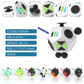 DoDoMagxanadu Fidget Dodecagon 12-Side Cube Stress Relief Toy for Kids & Adults (White)