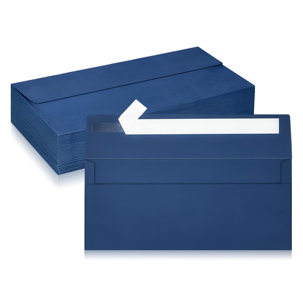 LIKAJON LIKAJON 50 Pack #10 Business Envelopes, Navy Blue Standard