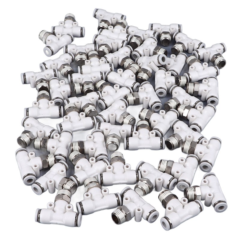 50PCS PT1/4 Hose Connectors PU Nylon Tubing T Shaped Tee