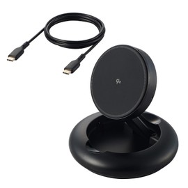 Elecom W-MA08BK Qi2 Charger, Stand, 15W, Type-C Input, Foldable, Black