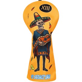 LZFAN Golf Club Head Cover Golf Head Cover Driver Headcover Fairway Wood Headcover Hybrid Mallet Blade Putter Club Head Cover（Guitar Ghost） (Driver)