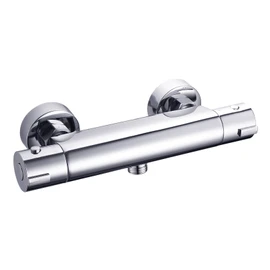 2-Handle Thermostatic Shower Valve Trim Wall mount US STANDARD Plumbing, Exposed Shower Faucet with Constant Temperature water mixer for Bathroom, RV, Clawfoot Tub
