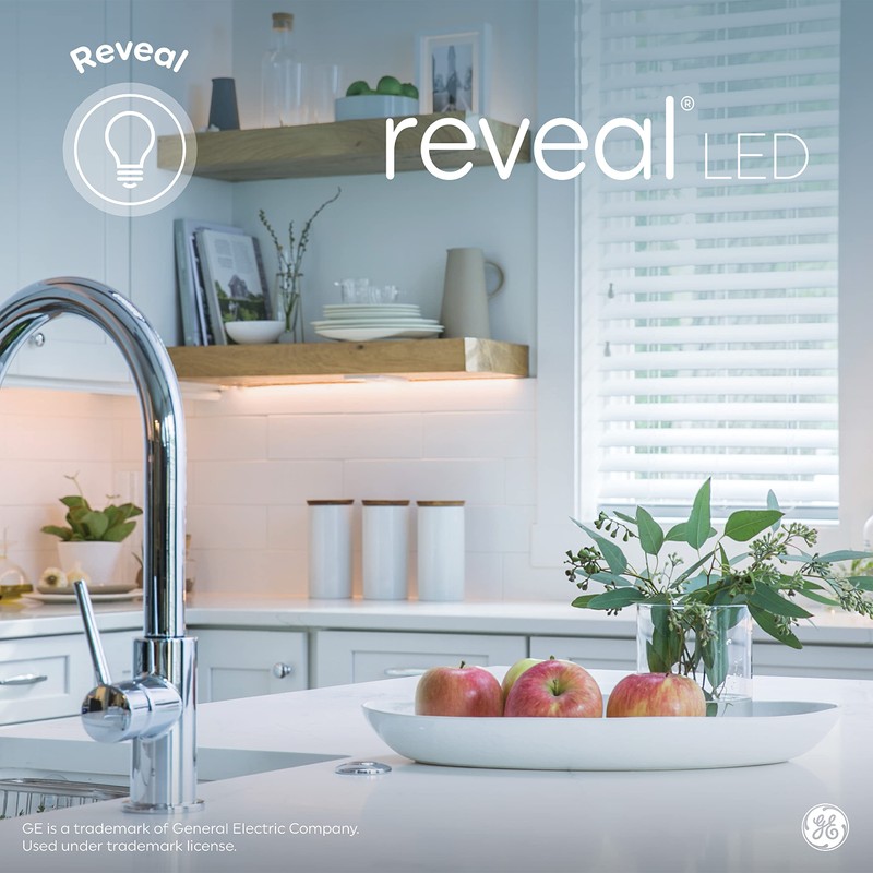 GE Reveal HD+ LED Light Bulbs, 60 Watt, T10 Decorative
