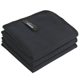 VIVOTE Microfibre Cloth, Kitchen Towel, Black Waffle Tea Towels, Barista Cloth, Super Absorbent & Quick Drying, No Water Marks, 40x60 cm, Pack of 3, Black