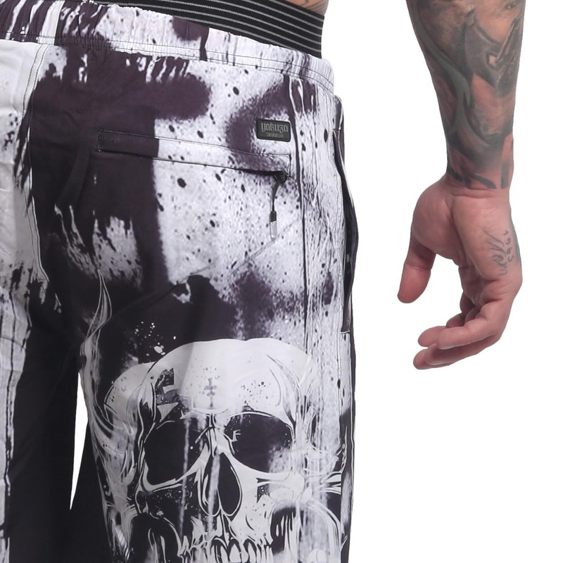 Yakuza Men's Horned FU Swim Shorts, White, 3 XL