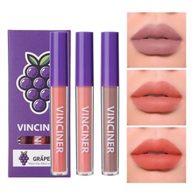 GECOMO FRUIT LIP GLOSS MATTE LONG LASTING 3 COLORS VELVET TEXTURE MOISTURIZING LIPSTICK LIPSTICK VINCINER-VC004-A