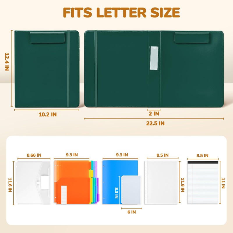JoyCat 3 Ring Binder Clipboard with Storage,12.4"x10.2"Magnetic Clipboard Folder with
