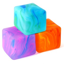Swirl Stress Cube Squishy Toys, 3 Pack Super Solid Fidget Squeeze Square for Kids Teens Adults, High Density Malt Sugar Filled, Slow Rising Sensory Toys for Anxiety Stress Relief ADHD