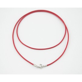 Glory Qin Red Silk Braided Rope Chain 925 Silver Plated Clasp Leather Cord Chain Necklace Rope (1.0 mm, 24 Inches)