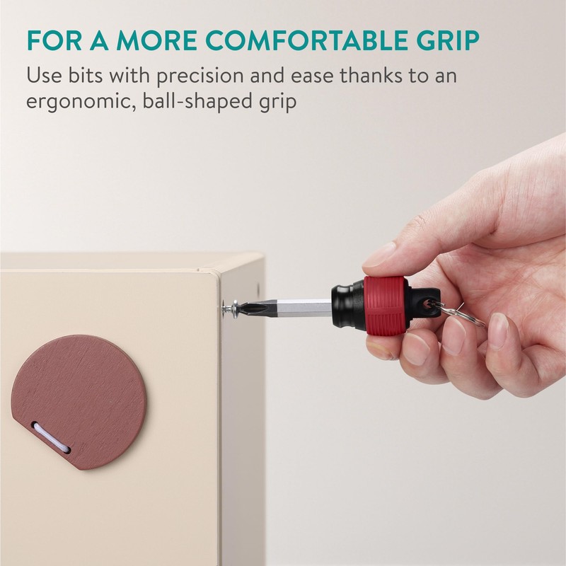 Navaris Ball Grip Bit Holder Set - Carabiner Ring for