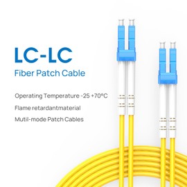 HUNTION LC to LC Fiber Patch Cable,1G/10GB Single Mode Duplex LC-LC 9/125um SMF Fiber Optic Cable Cord LSZH for SFP Transceiver, Router, Fiber Networks and More (5M)