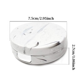 Honbay Fashion Marble Contact Lens Case Portable Contact Lens Box Kit with Mirror (Round) (Silver)