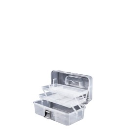 IWOWHERO Foldable Nail Tool Box Multi Functional Cosmetic Case Three Layer Transparent Storage Organizer for Nail Art Makeup and Small Parts Compact Design Small