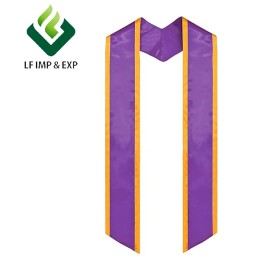 Wholesale Graduation Stole With Trim in Various ColorsSize: 72", Color: Purple & gold