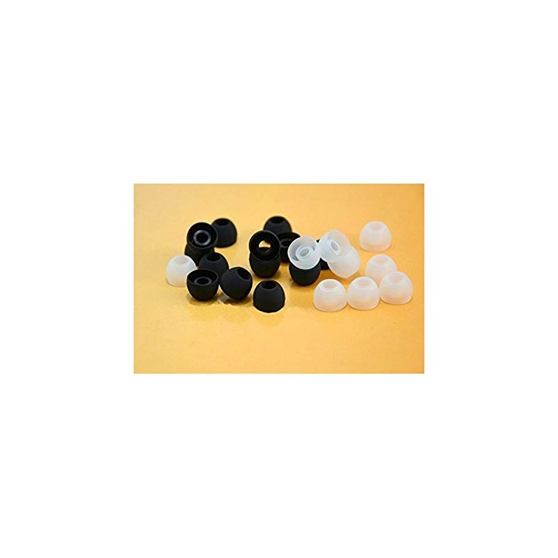 Medium Earbud Tips Silicone Rubber Replacements - 10 Black, 10