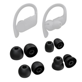 8pcs Powerbeats Pro Silicone Ear Tips Compatible with Beats Powerbeats Pro, Beats X, urBeats3 Earphones (Pro Eartips Black)