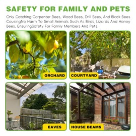 Carpenter Bee Traps for Outside, Piched Roof Nature Hanging Wood Boring Bee Trap for Outdoor Insect Trap (1 PCS)