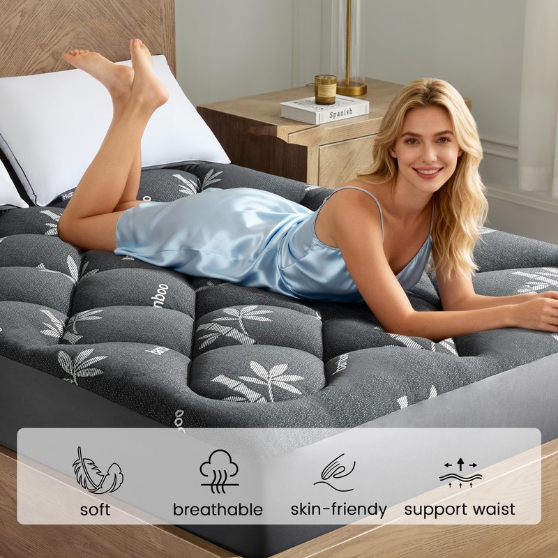 Mattress Topper Queen Size - Viscose Made from Bamboo Pillow