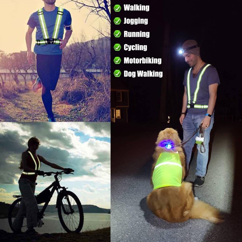 3 Pack Safety Reflective Vest Running Gear, Adjustable Lightweight 360°High