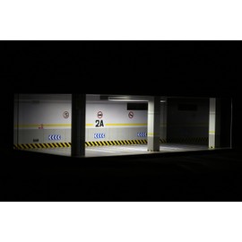 1/24 Scale Die-cast Car Garage Display Case with Clear Acrylic Cover and LED Lighting for 4 Parking Space (1:24-4 Parking 2A)