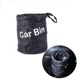 Pop-Up Trash Can, 10 x 6 inches, 1.5 Gallon, Car Trash Can for Car Cute, Car Trash Bag Bin Hanging Waterproof Automotive Car Garbage Cans Leak Proof Vehicle Trash Can (Linen)