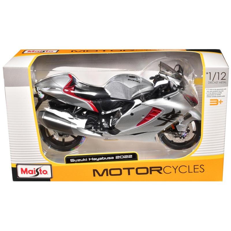 2022 Suzuki Hayabusa Silver Metallic 1/12 Diecast Motorcycle Model
