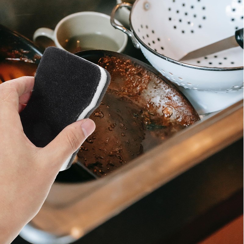 DOITOOL Pack of 10 Cleaning Sponge Double-Sided Sponge Black Kitchen