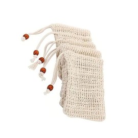 Exfoliating Soap Bar Saver Pouch, 5pcs/set Facial Cleaning Soap Foaming Net Bag with Drawstring, Shower Cleaning Sponge Bag