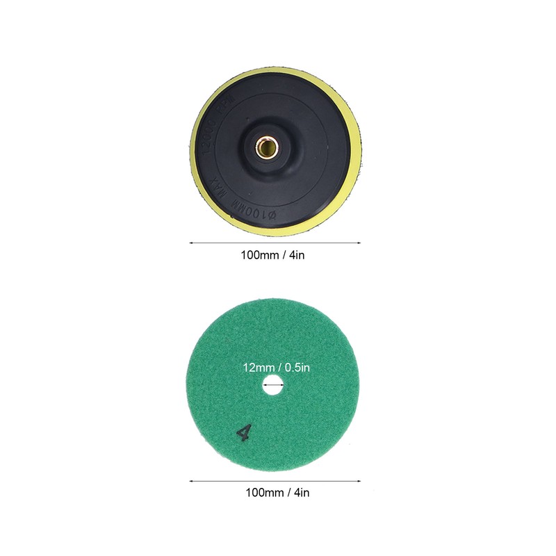 6Pcs Dry Diamond Polishing Pads 1Pc Backer Polish Kit for