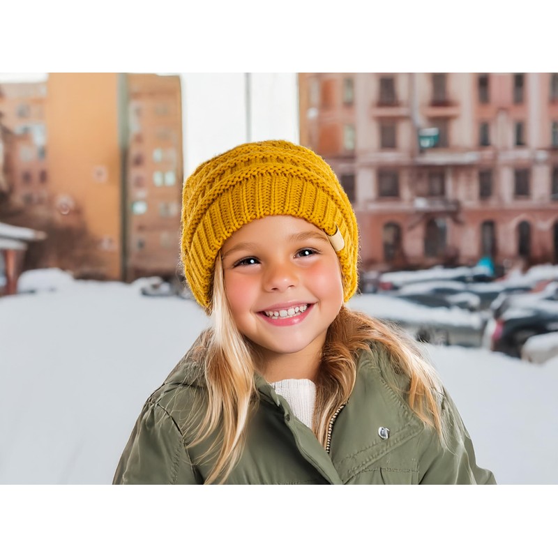 Funky Junque Kids Large Beanie - Mustard