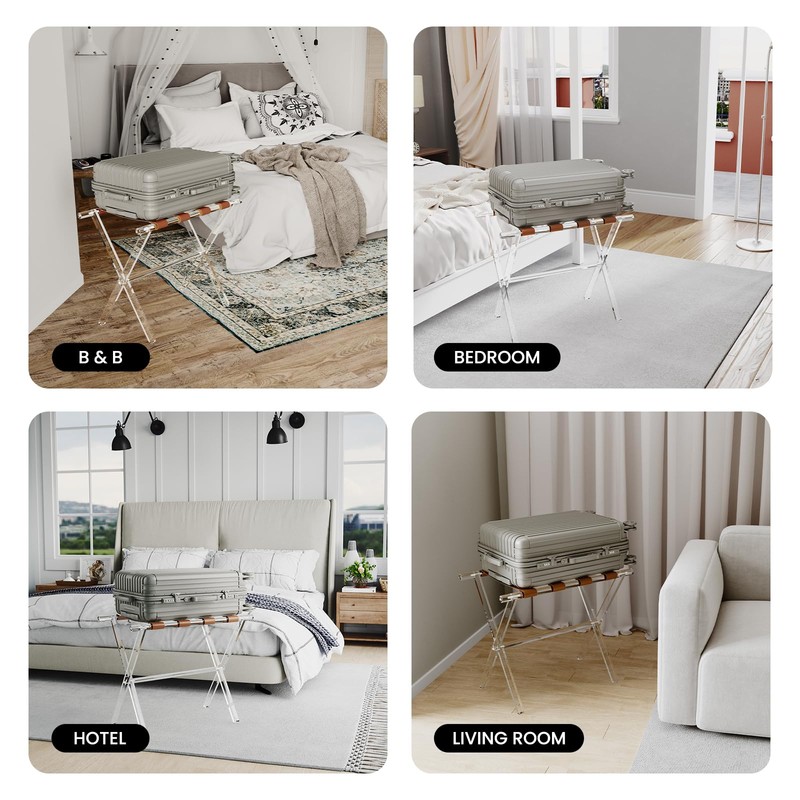 Sumerflos Acrylic Luggage Rack for Guest Room - Foldable Suitcase