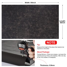 PU Fabric Leather 1 Yards 54" x 36", 0.9mm Thick Faux Synthetic Leather Material Sheets for Upholstery Crafts, DIY Sewings, Sofa, Handbag (Black Grey_Two-Tone Pattern, Cut by The Yard)