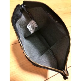 Japanese Modern Tatami Edge and Denim Pouch Made in Japan Family Crest Pattern Bag, purple, (indigo)