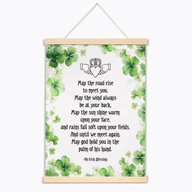 Irish Blessing Wall Hanging, May The Road Rise To Meet You, Christian Wall Art Decor, Wedding Gift, Irish Prayer, Scripture Canvas Hanging Pennant Wall Flag Decor for Home Living Room Bedroom