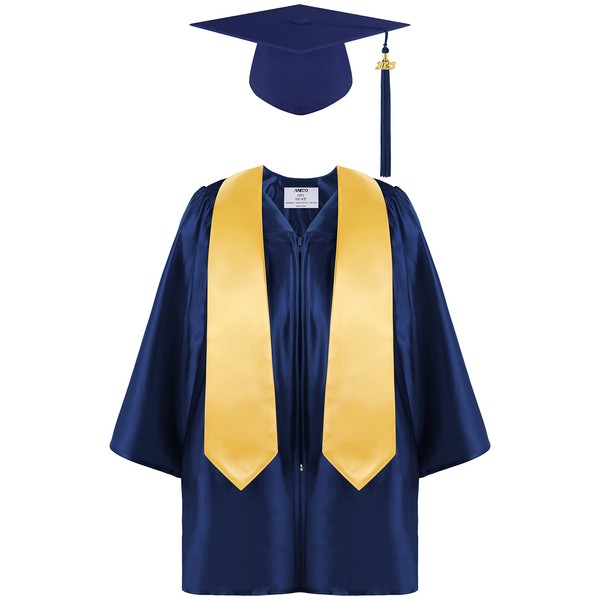 Aneco - Juego de gorra de graduación para jardín de infancia preescolar con borla 2023 y faja de graduación para talla infantil, marino, Medium