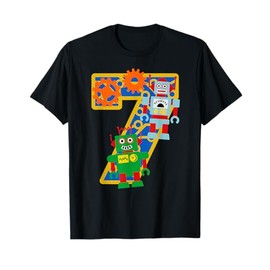 7th Birthday Boy 7 Years Old Little Robot Robotics Engineer T-Shirt