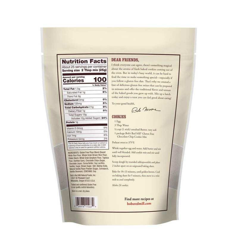 Bob's Red Mill Cookie Mix, Gluten Free Chocolate Chip, 22