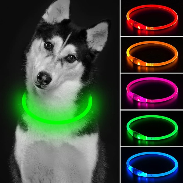 iTayga LED Luminous Dog Collar, Dog Light, Dog Training Collar, For Small, Medium, Large Dogs, Rechargeable, TPU Material (Visible From 546.8 Yards (500 Meters)) Pet Nighttime Safety, Waterproof