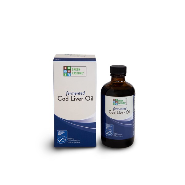 Green Pasture - Fermented Cod Liver Oil Liquid - Unflavored 6 fl. oz. Vitamin A Vitamin D Omega 3 Omega 6 Omega 9