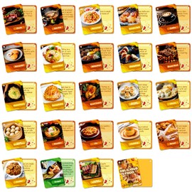 49PCS Delicious Foods Cognitive Cards, Gourmet Pictures Flash Cards,Portable Waterproof Gourmet Food Learning Flashcards