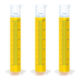 HUAOU 3pcs 250ml Plastic Graduated Cylinders, Lab Chemistry Measuring Cylinders Set - Durable Class A Polymer, Clear Graduations, 2-Sided Marking with Spout for Home Experiment Science Biology Project