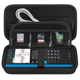 Elonbo Carrying Case for Texas Instruments TI-Nspire CX II CAS/TI-Nspire CX II/CX/CX CAS Color Graphing Calculator, Extra Zipped Pocket Fits Charging Cable Charger Manual, Black + Inside Black