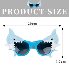 Nereds 2pcs Shark Glasses Plastic Shark Animal Kids Sunglasses Party Eyewear Costume Funny Hawaiian Sunglasses for Party Favors Summer Beach Holiday Child Birthday