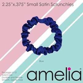Amelia Beauty Products Amelia Beauty, Coleteros Pequeños De Satén Azul, Paquete De 12 – Coleteros Para El Pelo Para Mujer Que No Dañan El Cabello, Acc